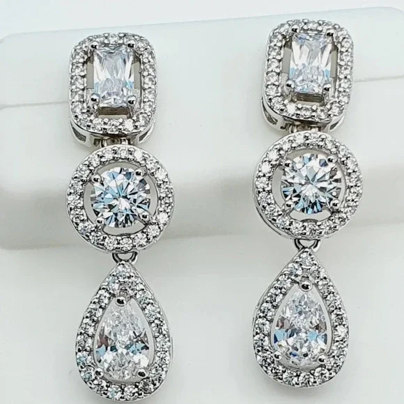 "925 Sterling Silver Cubic Zircon Earrings, UU1P7A7024 - Picture 10 of 11